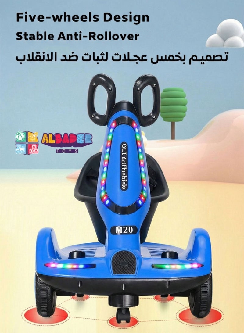 ALBADER Kids Scooter With 4 Wheels, Electric scooter For Kids With Comfortable Seat & Safety Belt, scooter For Children Remote Control, 360° Degree Rotating, Ride Toys With Lights & Music - Image 3